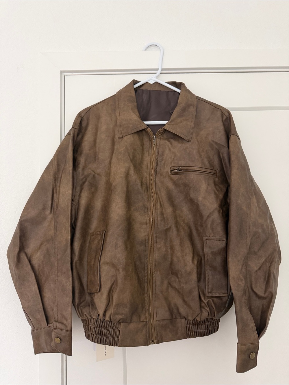 Women’s Brown Leather Zip-Front Jacket
